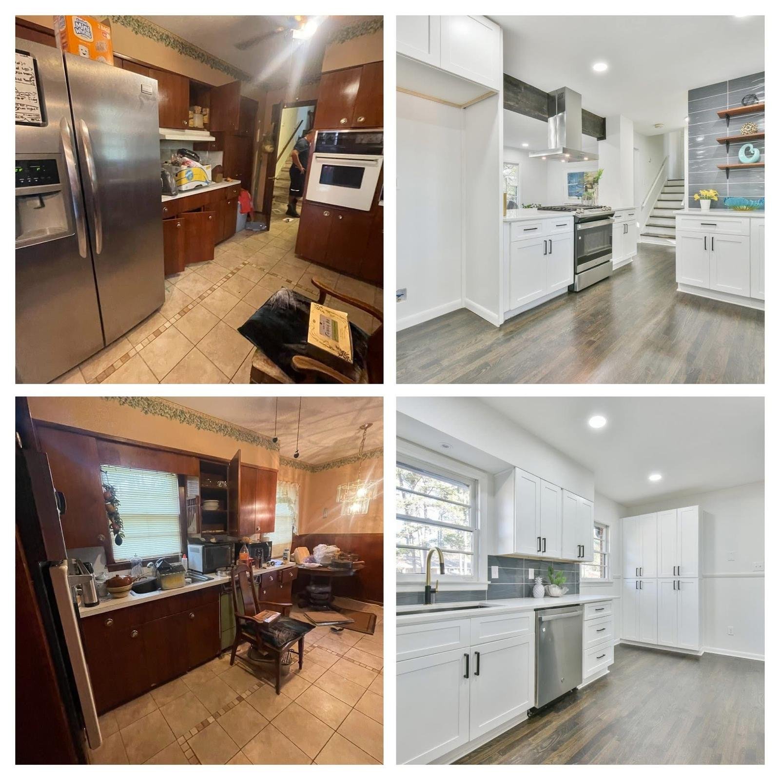Before-and-after kitchen transformation completed by Zidane Properties