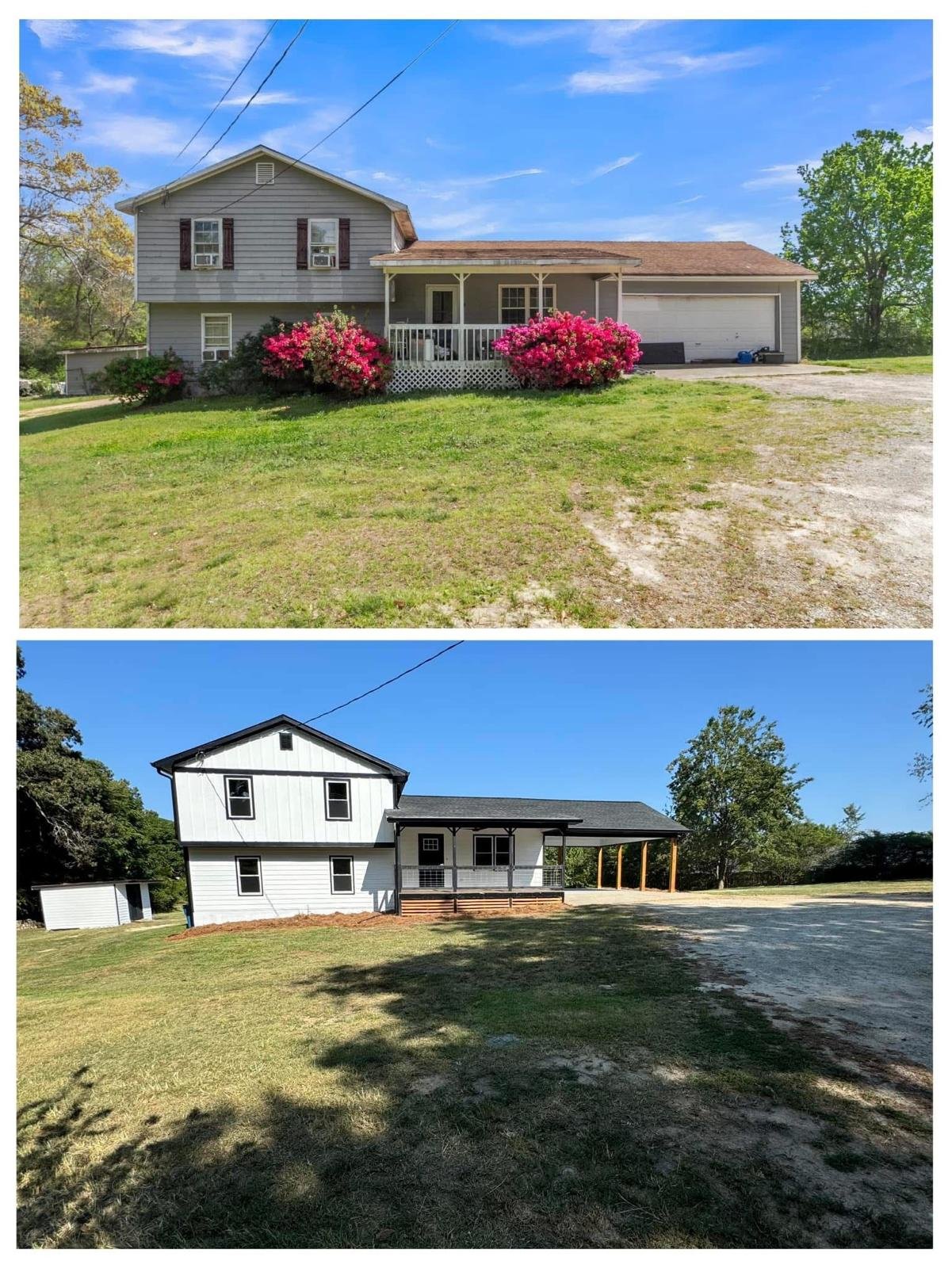 Before-and-after exterior renovation completed by Zidane Properties